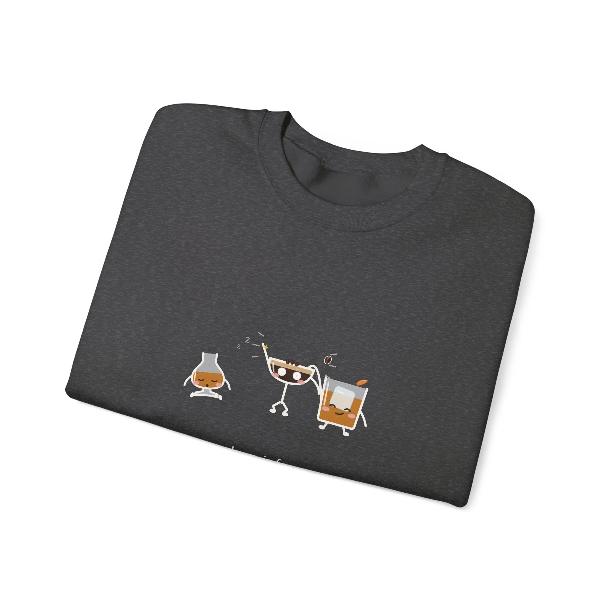 After Hours crewneck sweatshirt in Dark Heather, collar label view