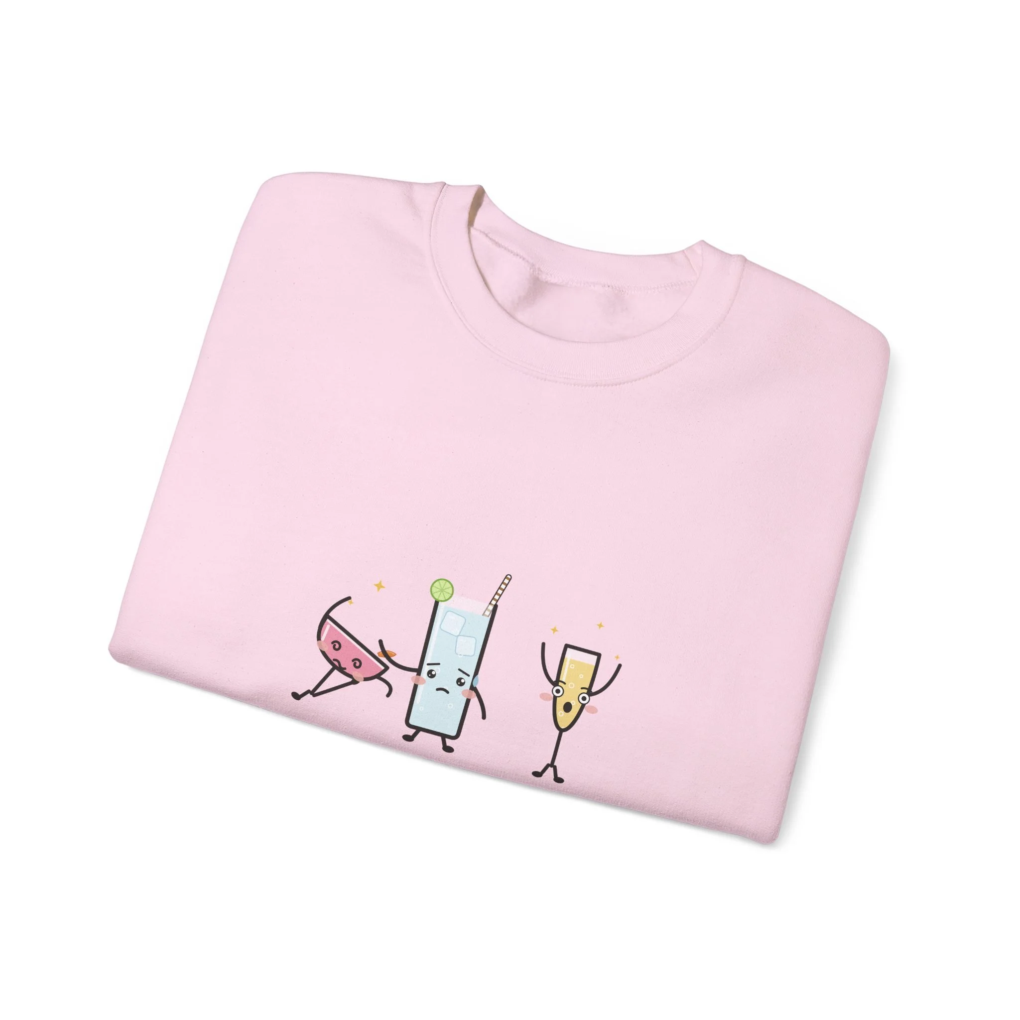 The Fainting Cosmo crewneck sweatshirt in Light Pink, collar label view
