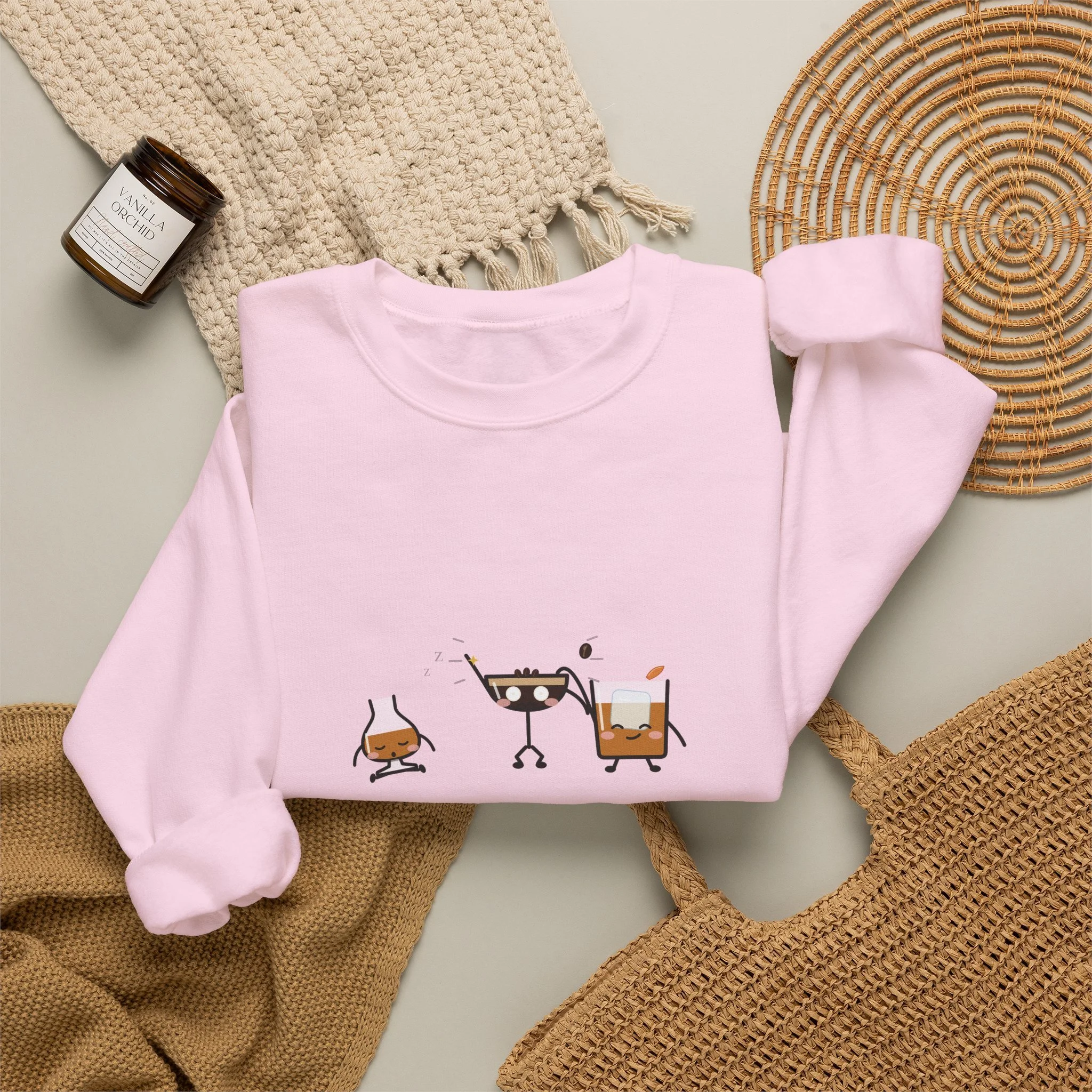 After Hours crewneck sweatshirt in Light Pink, detail view