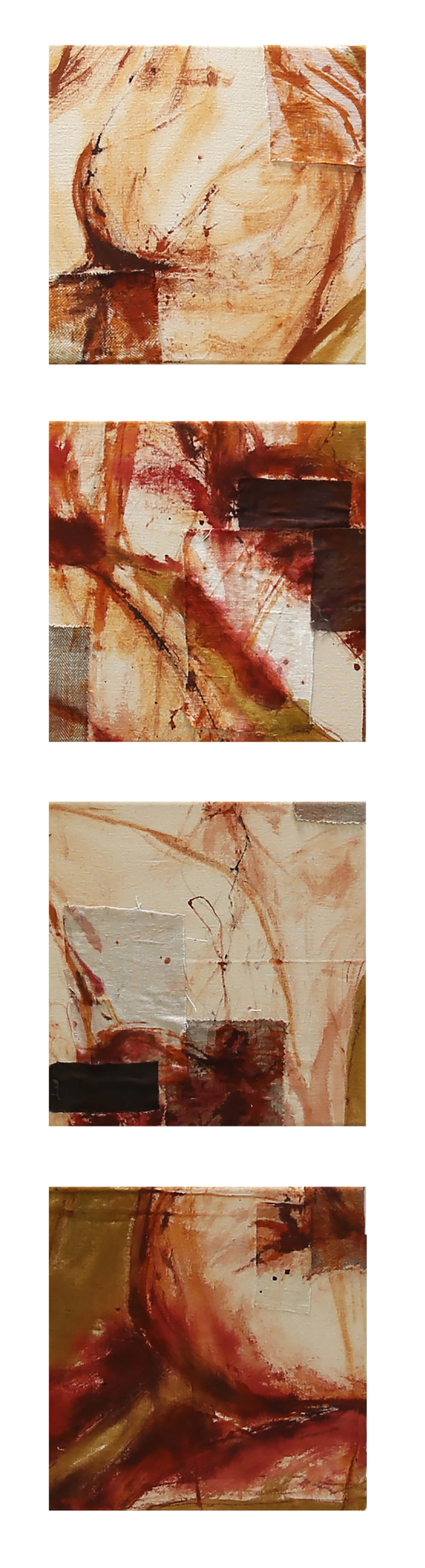 Lotty Adam 
Together We Hold Space I-IV, 2025 
Mixed Media  
Four part series 30 x 30cm  
£150 one piece, £475 for the series  