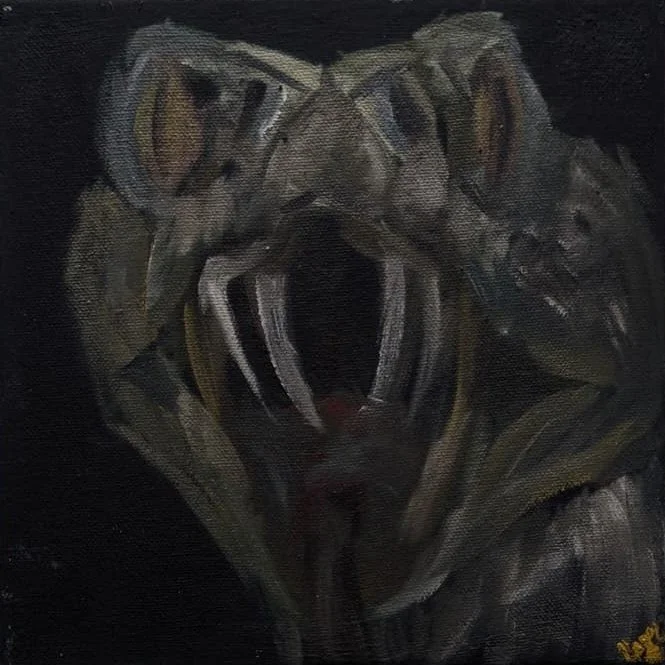 Caro Lestón  
Too Close (Study), 2026  
30 x 30 cm  
Black gesso and oil on canvas  
£250