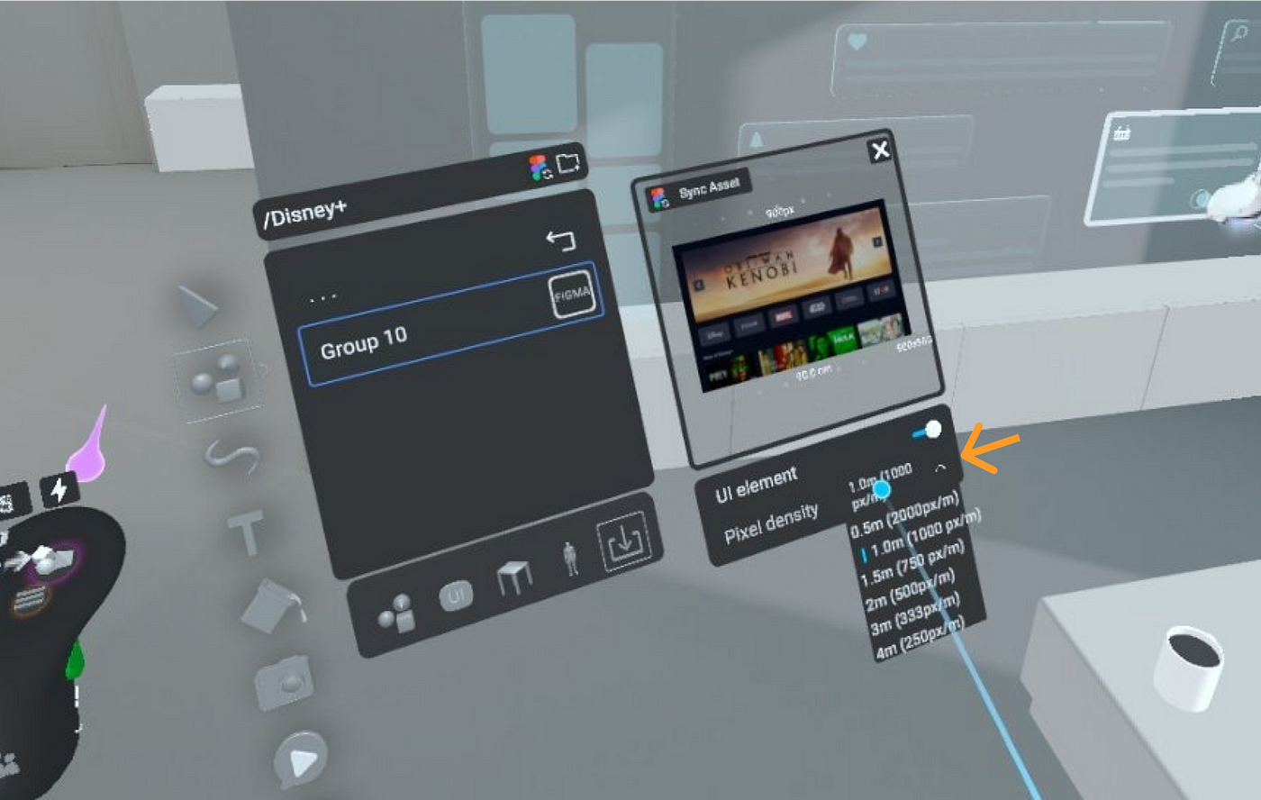 VR game design Screen with figma and bezi