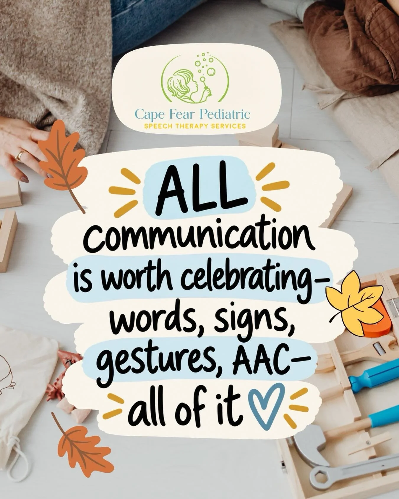 Around here, communication doesn&rsquo;t have to look one certain way. 💙

Words.
Signs.
Gestures.
Using AAC.
It all counts.

We&rsquo;re here to help kids communicate, connect, and be heard&mdash;whatever that looks like for them. 🍁🤎

And we&rsquo