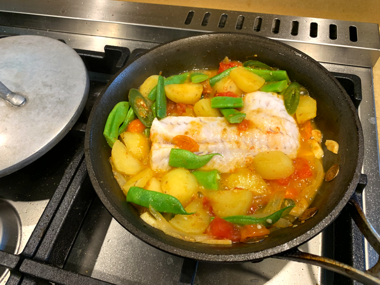 Fish. beans. potato.