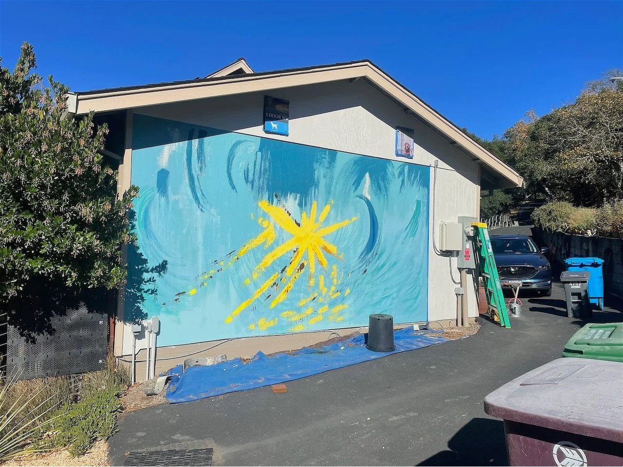 Some house paint, some great acrylics from Nova Color Artists Acrylic Paint (click to see the Wiki page about their history)...