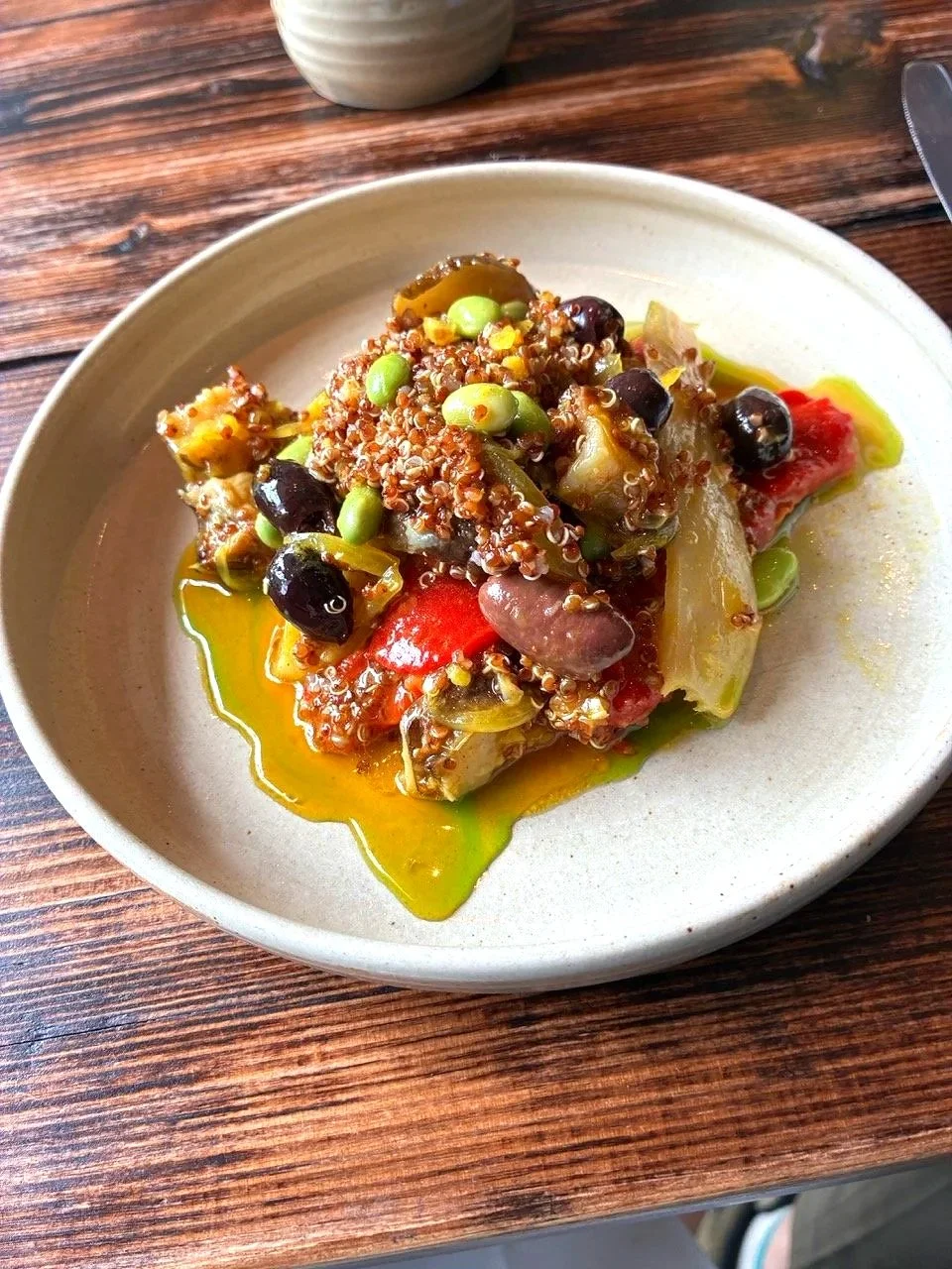 Roasted peppers, confit fennel, artichokes, olives - not menu-listed is quinoa! absolutely glorious combination!