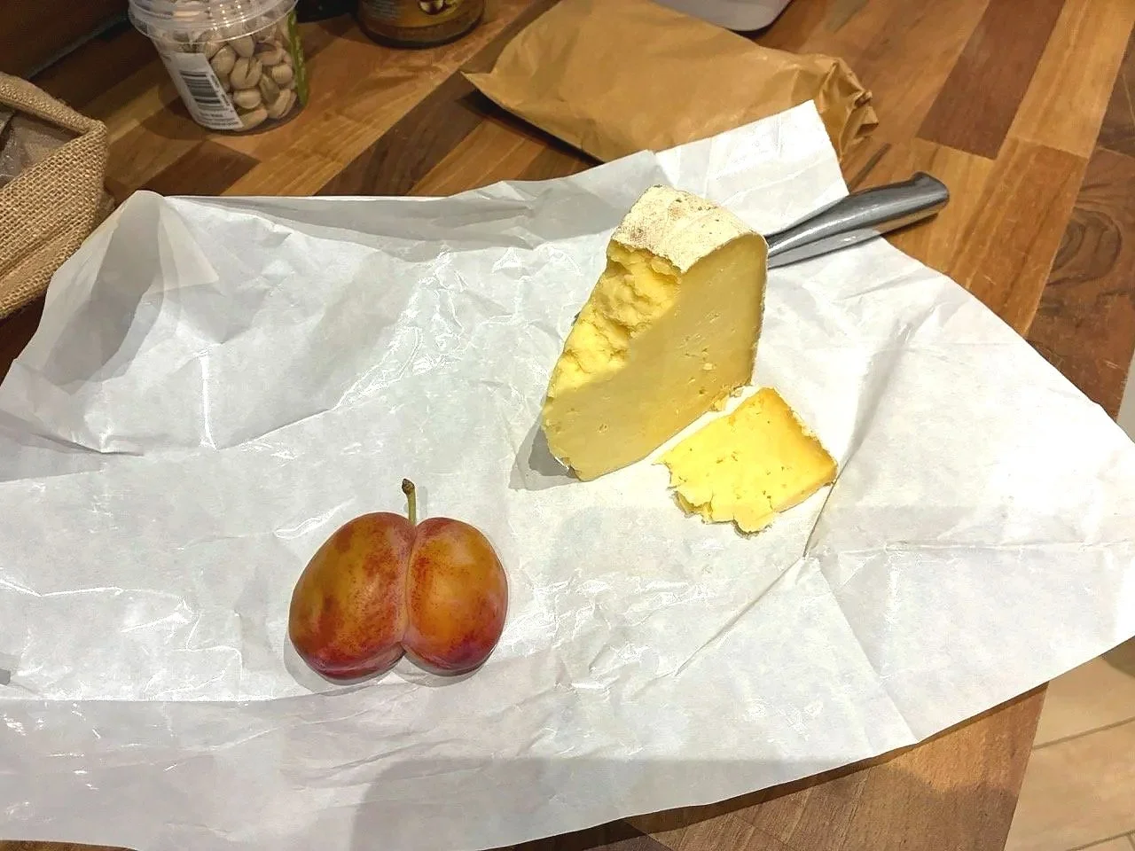...a fine piece of Wensleydale (they were out of Lancashire!) and a particularly photogenic plum