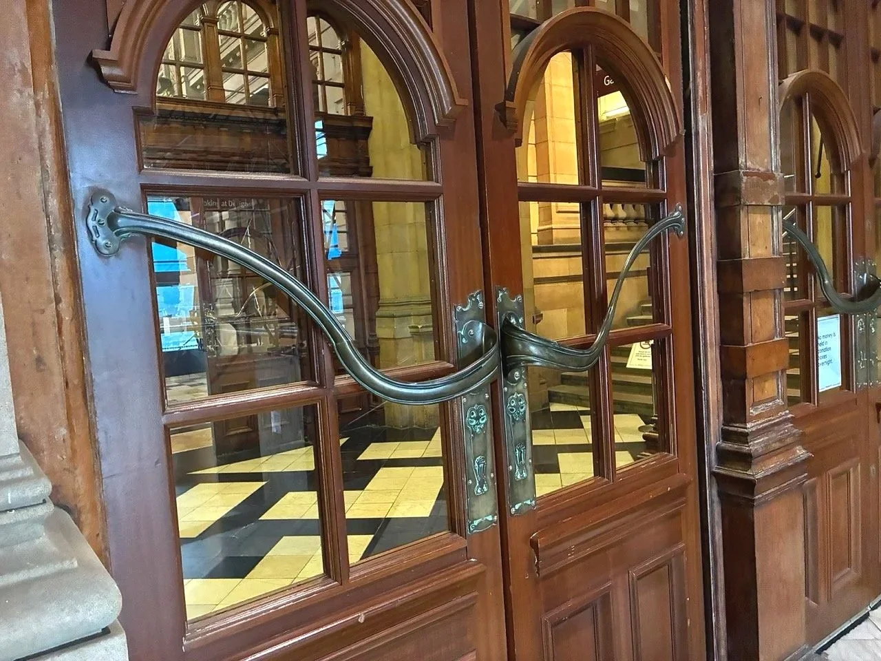 ...I did enjoy a fair bit of the art work, but these brass door handles POPPED! Terry&amp;Dean and I were just talking about the Scottish influence in Art Nouveau