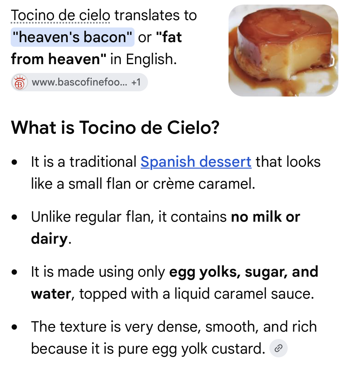 ...ceiling bacon? a non-dairy flan-esque...but bearing the title bacon?
