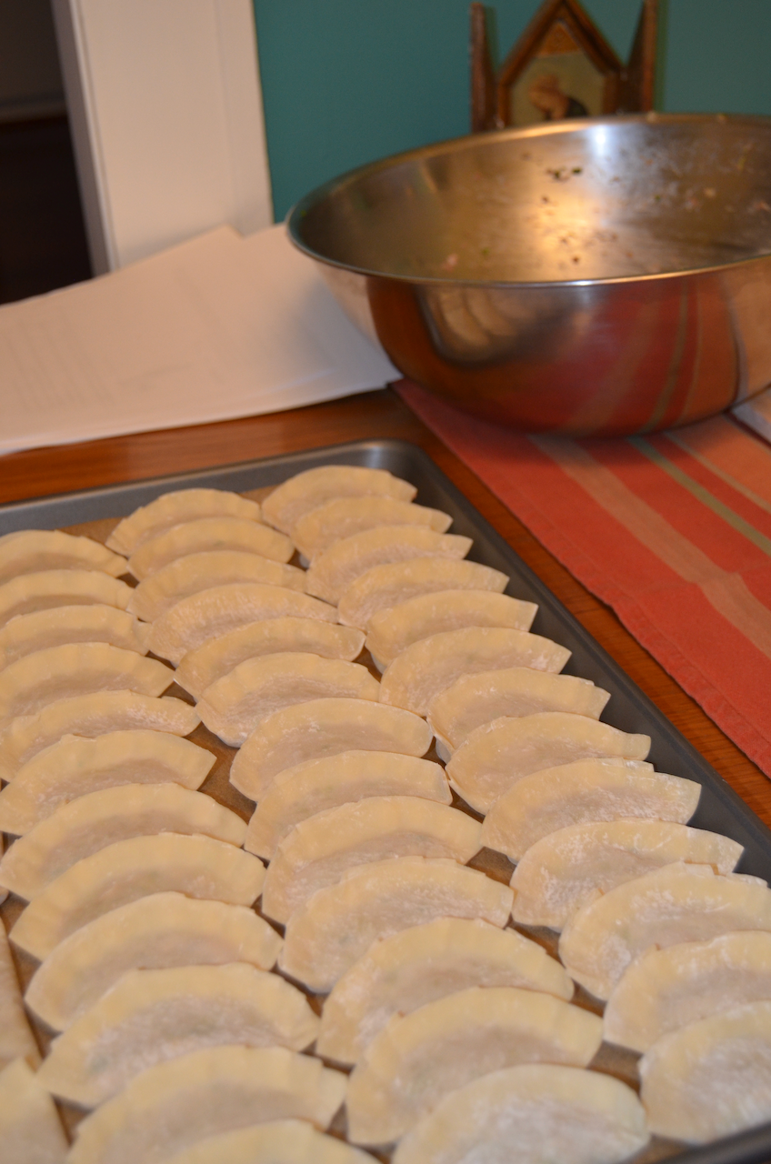 Potstickers, heading to the freezer.