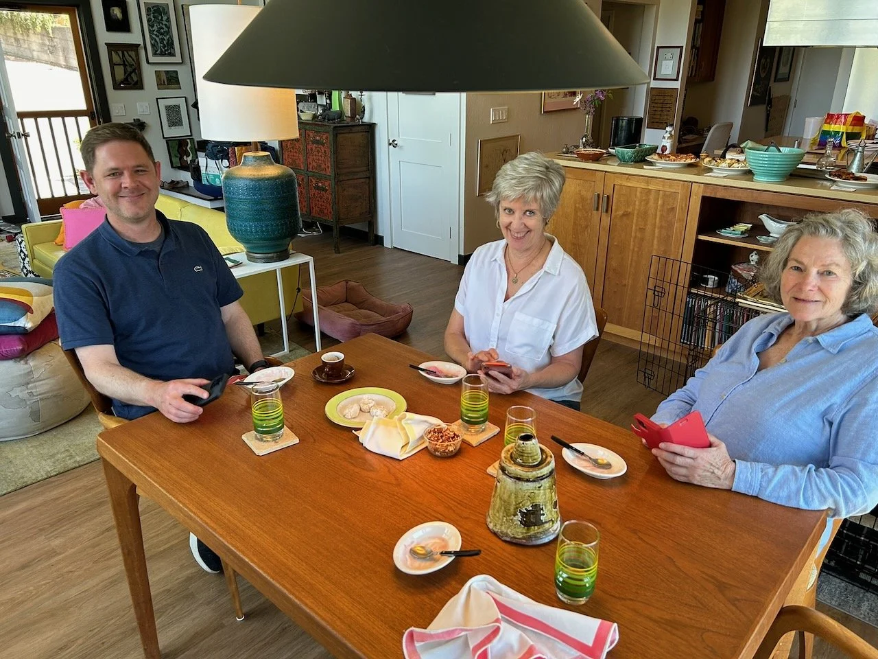 A lunch - Joel brought a the fixins for pizza and Ann, Virginia and I ate it up!...