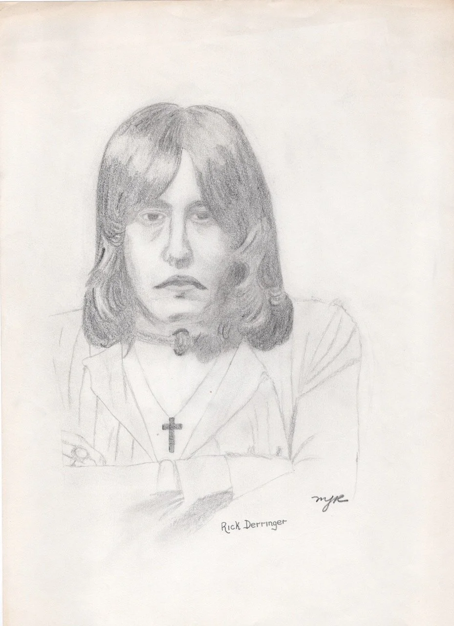 I've said in my adult year years that I don't have a talent for figurative work. And perhaps this is proof of that?  Or, no, over all the pencil work here shows that I did have some ability...even if Rick wouldn't have been pleased with this...