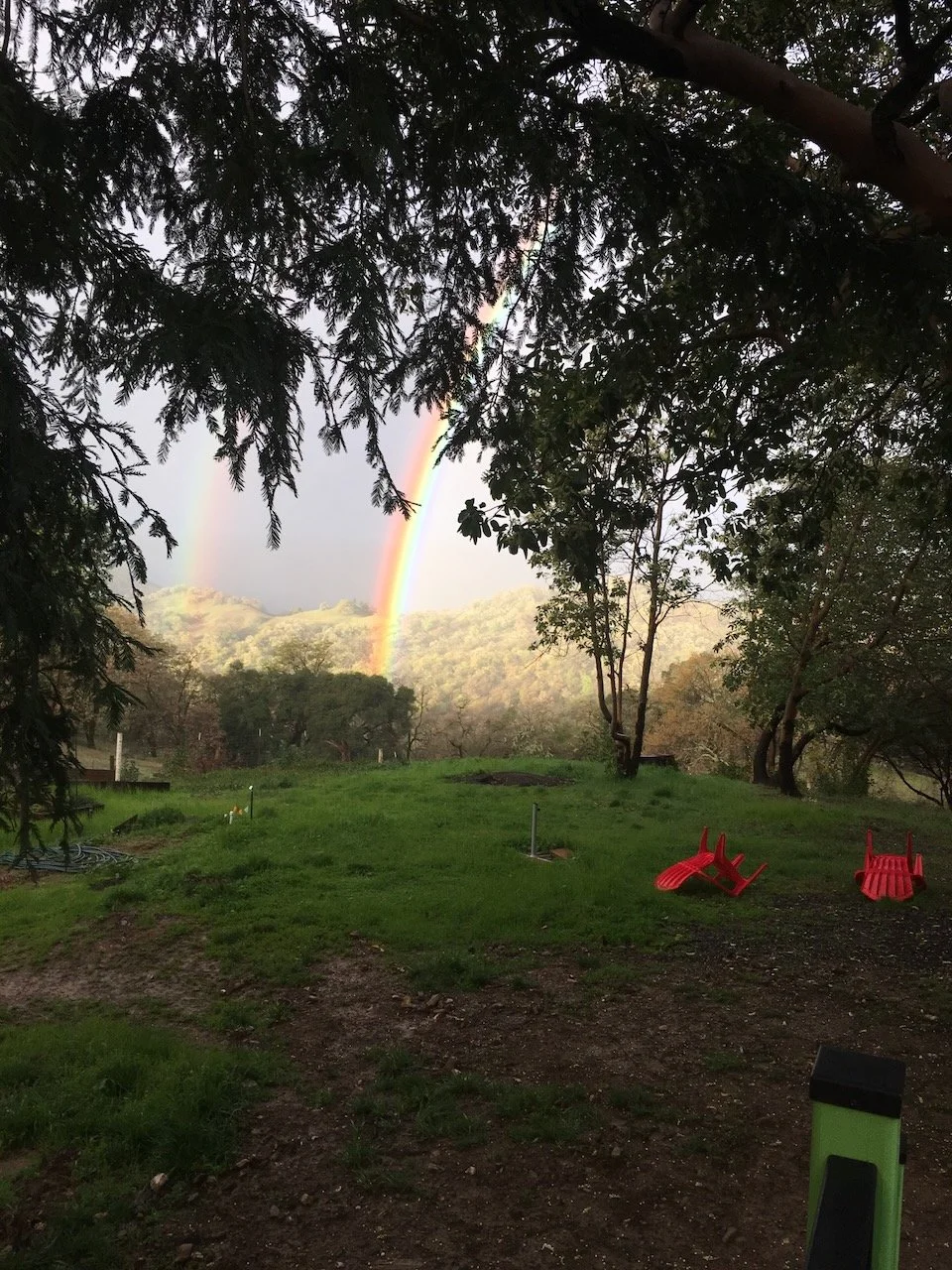 Auspicious, double rainbow...