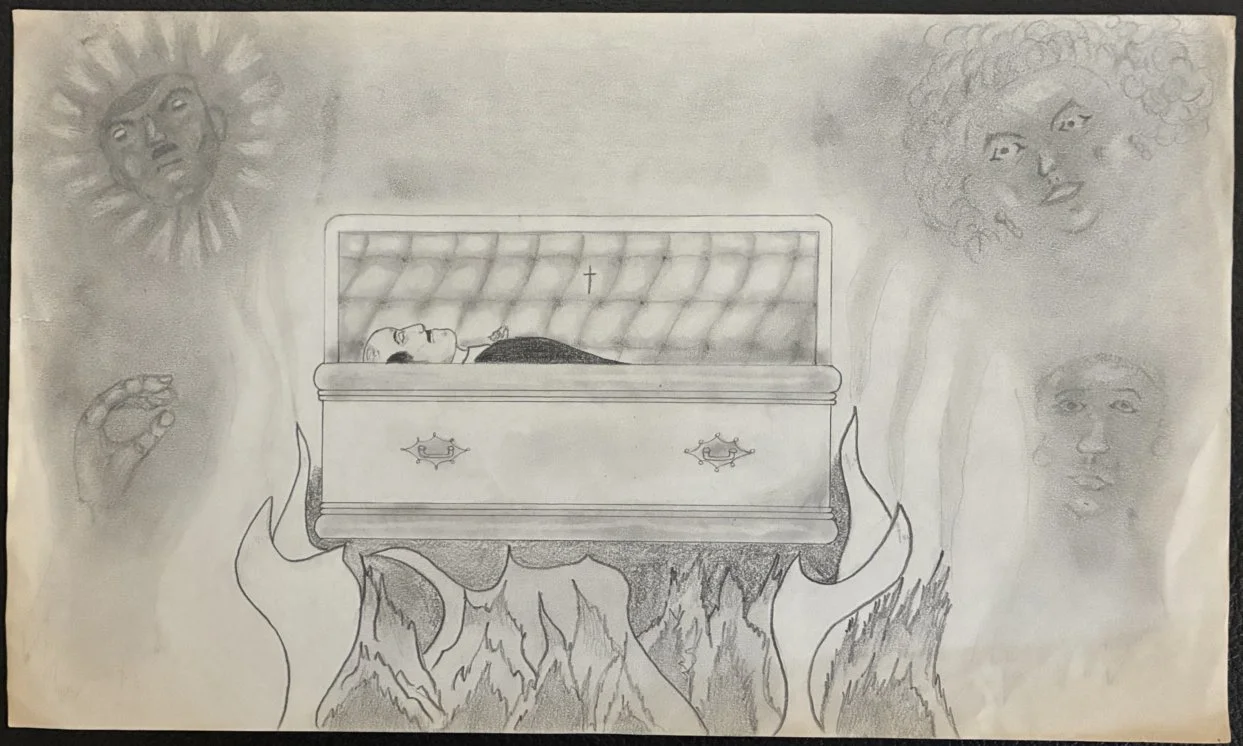 ◉ So many question that I have, maybe the same as yours!  Composition-wise, did he lose his legs? Thematically, what's the focus on death about?  Does my Catholic upbringing show? How did Hitler end up there? But the woman in the upper right - maybe 