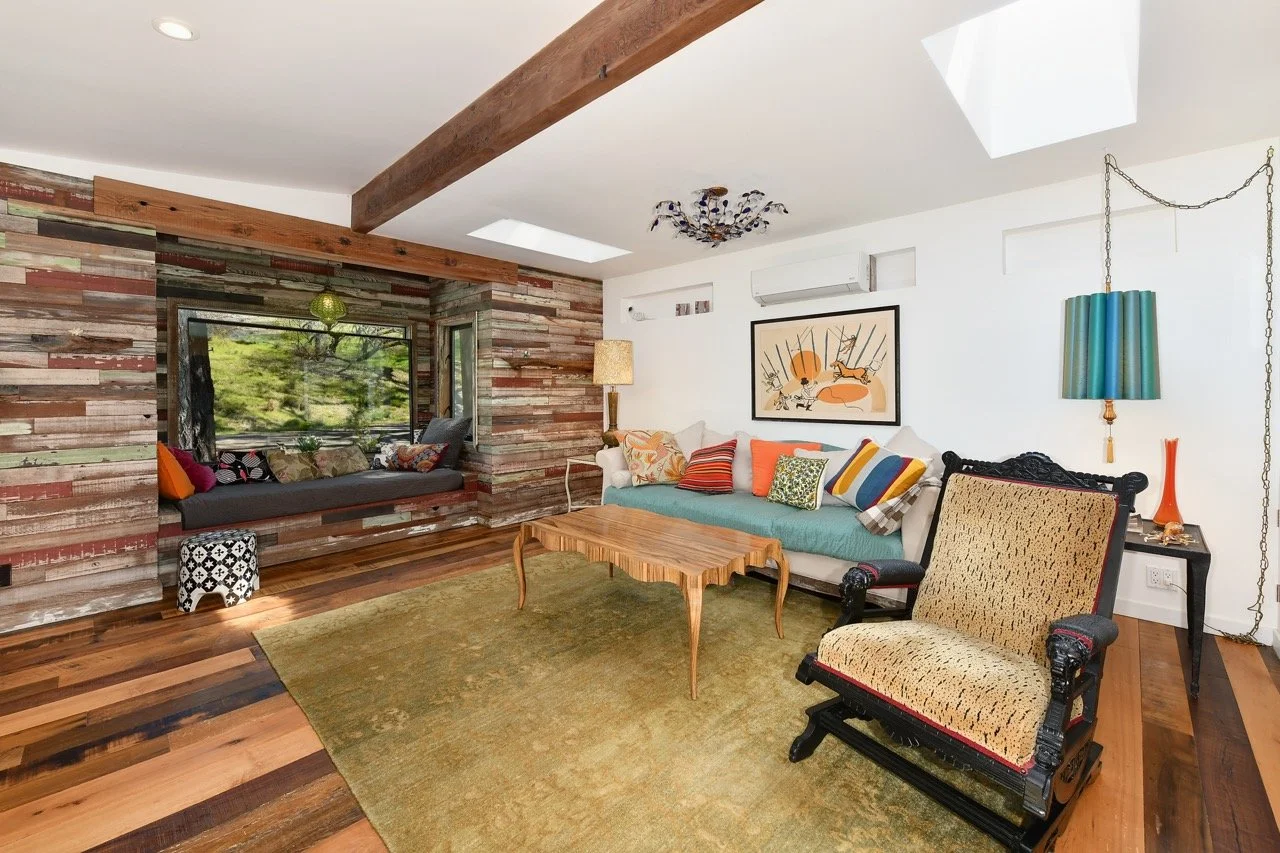 Three kinds of reclaimed wood for flooring, the installers had a time accepting the mixed  materials (whaaa?)...