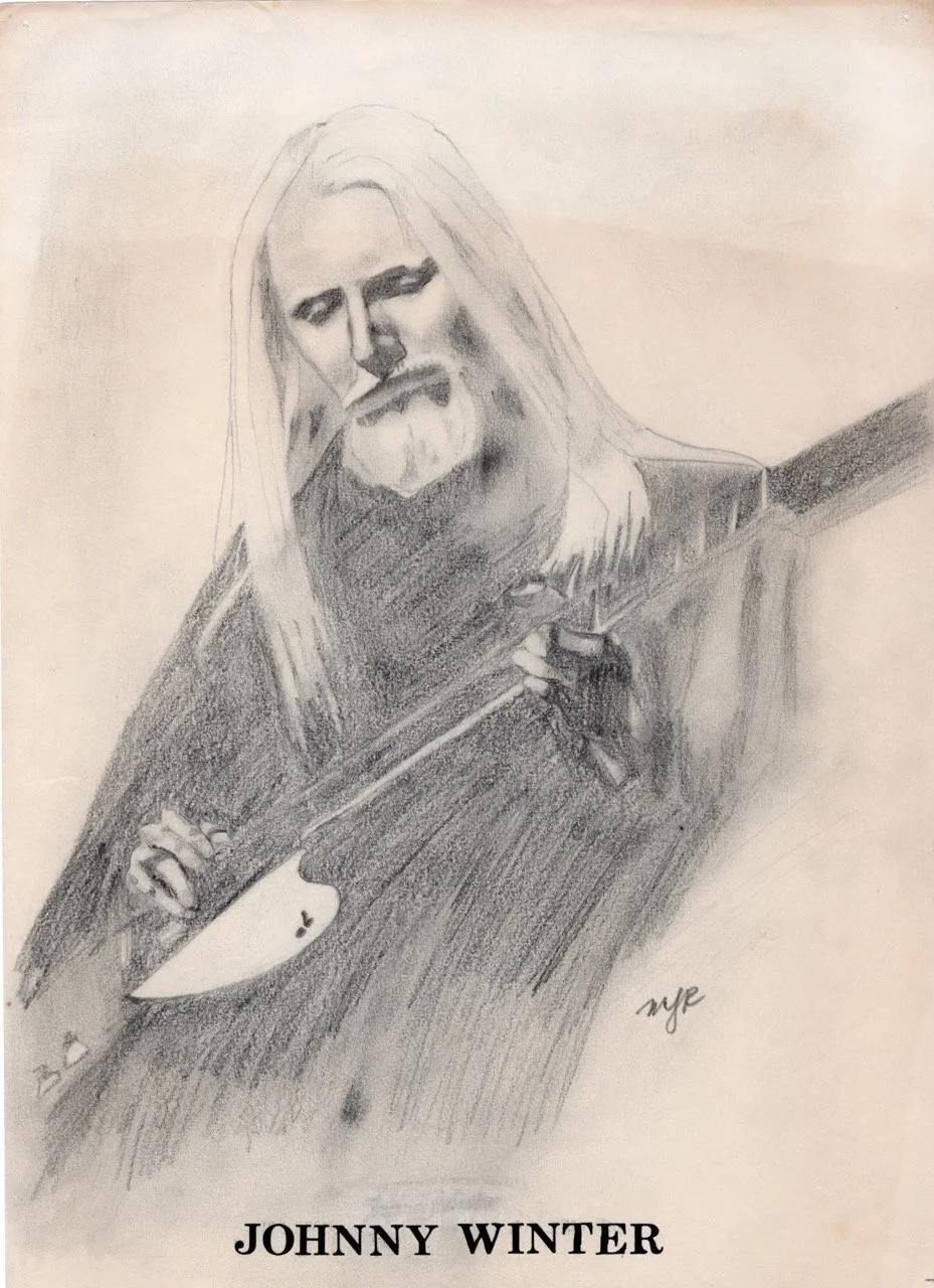 Listening to much blues, British blues rock, and hard rock...Johnny was iconic for me...saw him at Madison Square Garden - form almost literally nose-bleed seats...I'd taken an art class at Pratt Institute (1972?) and turned this into a silk screen..
