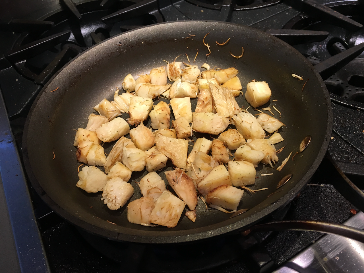 Lion's mane mushroom.  Discovered on the adjacent lot, the neighbor had already eaten some..so I sautéed a portion he'd shared with me...mmmmm.