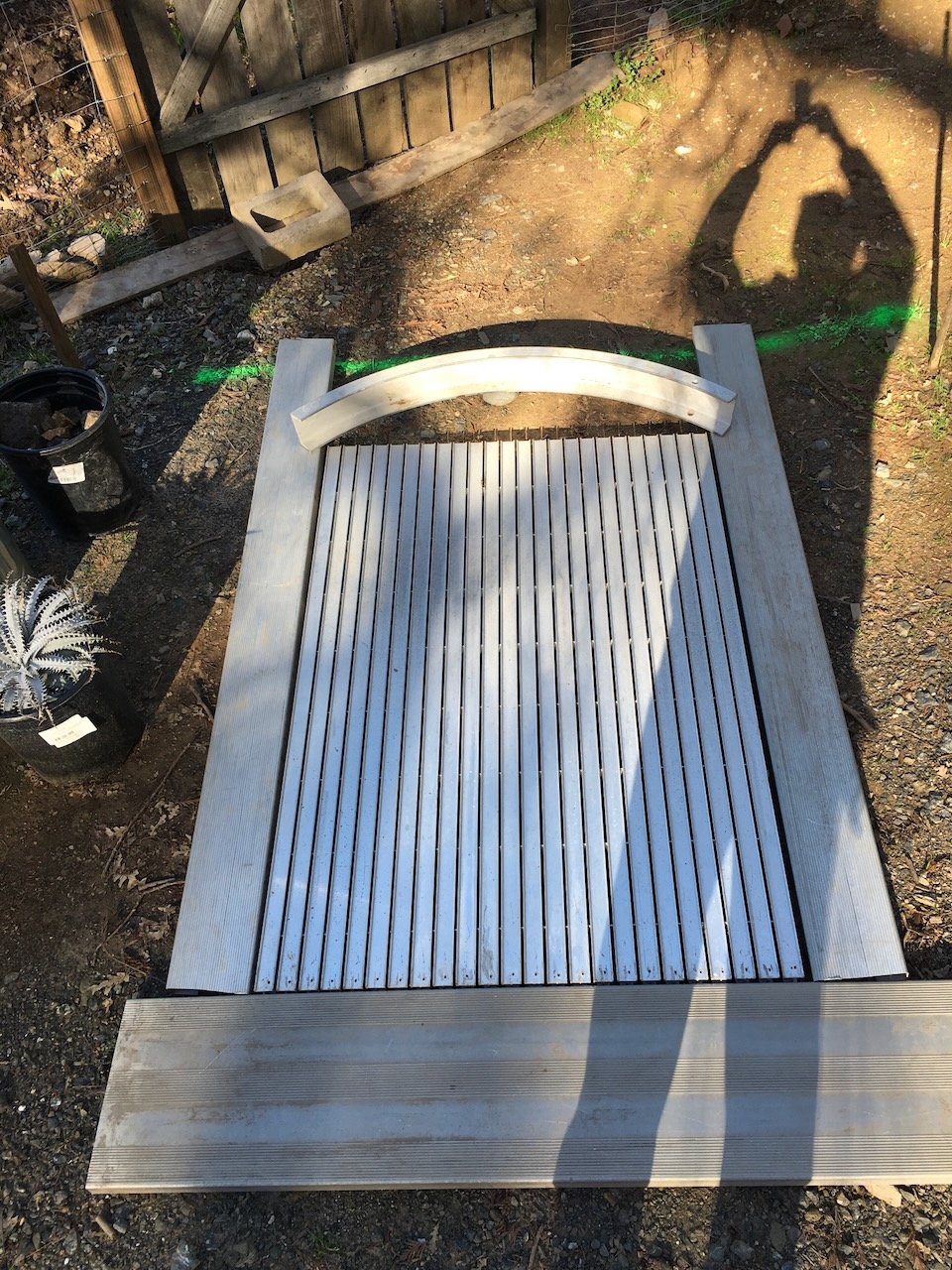I designed using various reclaimed aluminum pieces, for a garden gate...someone else welded...