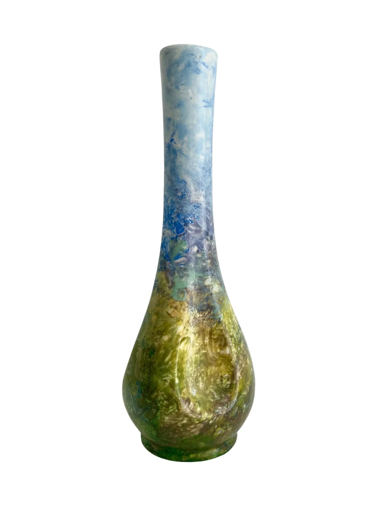 Vase, Enamel on Bone china, inspired by the Glens as well as the sea 
