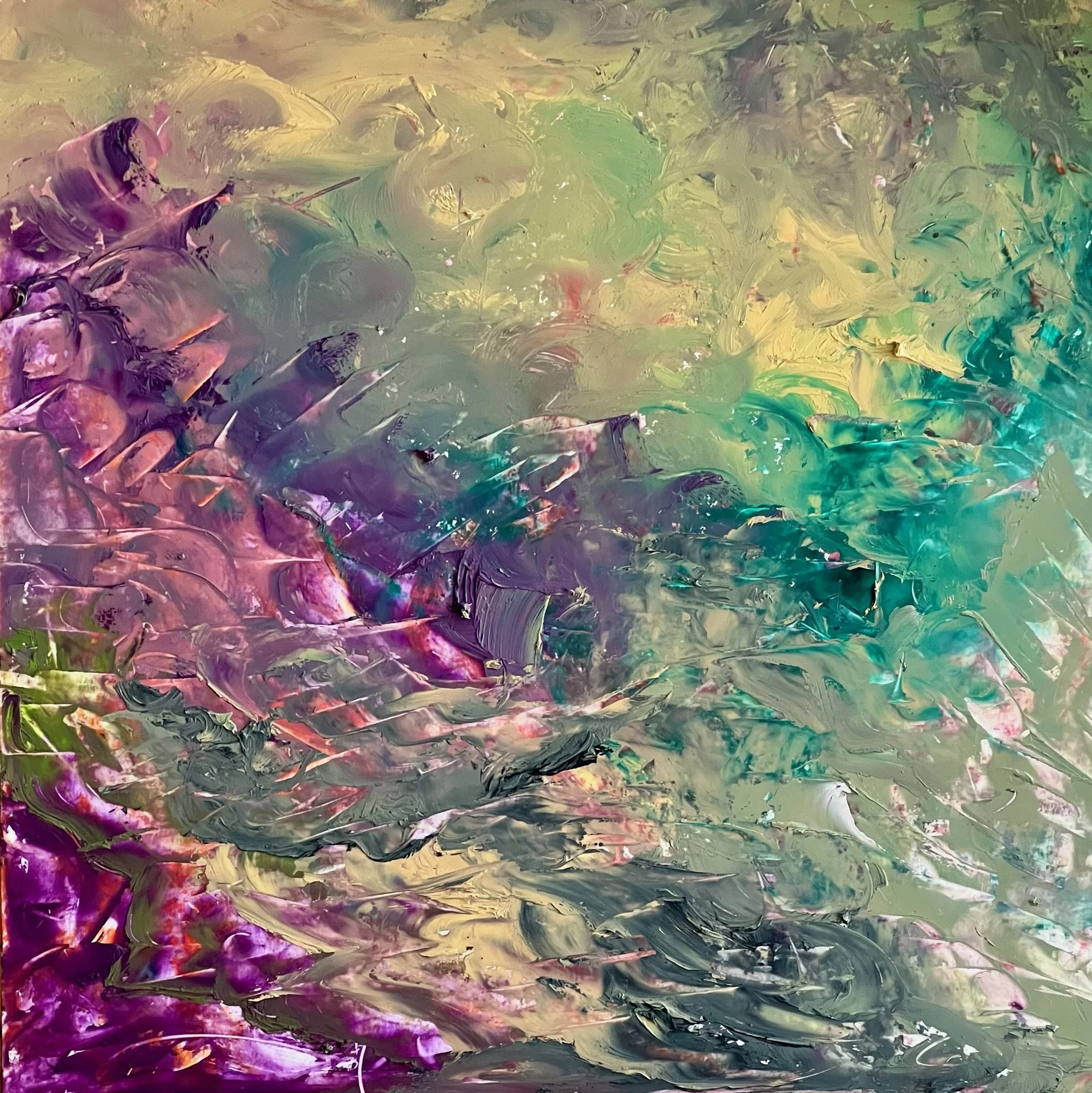 49. Abstract storm, oil on dense card, framed