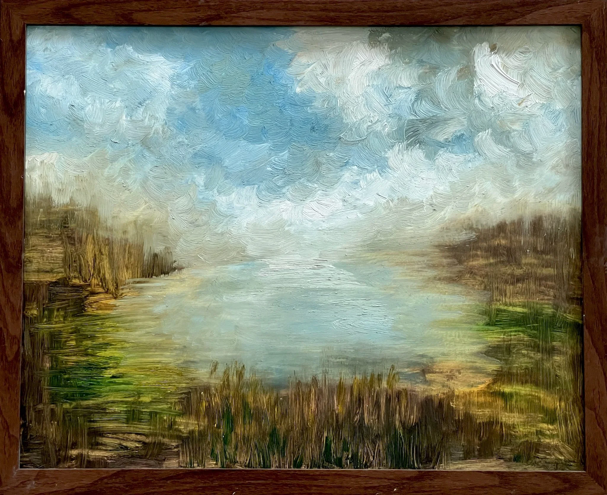31. Merger of Land, Sea & Sky, Oil on board, framed £590