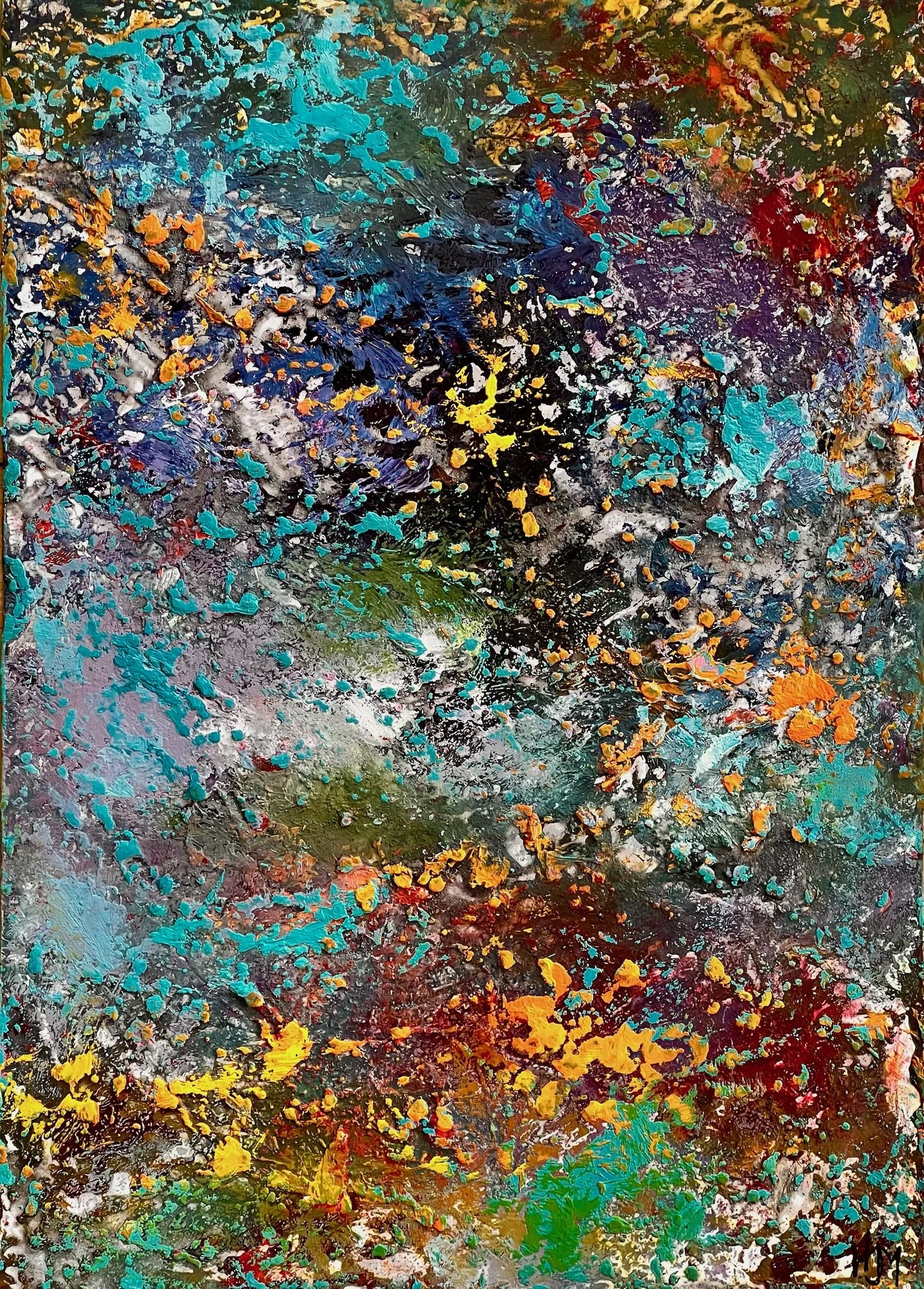 24. Textured Patina, Oil on dense card, framed. £190