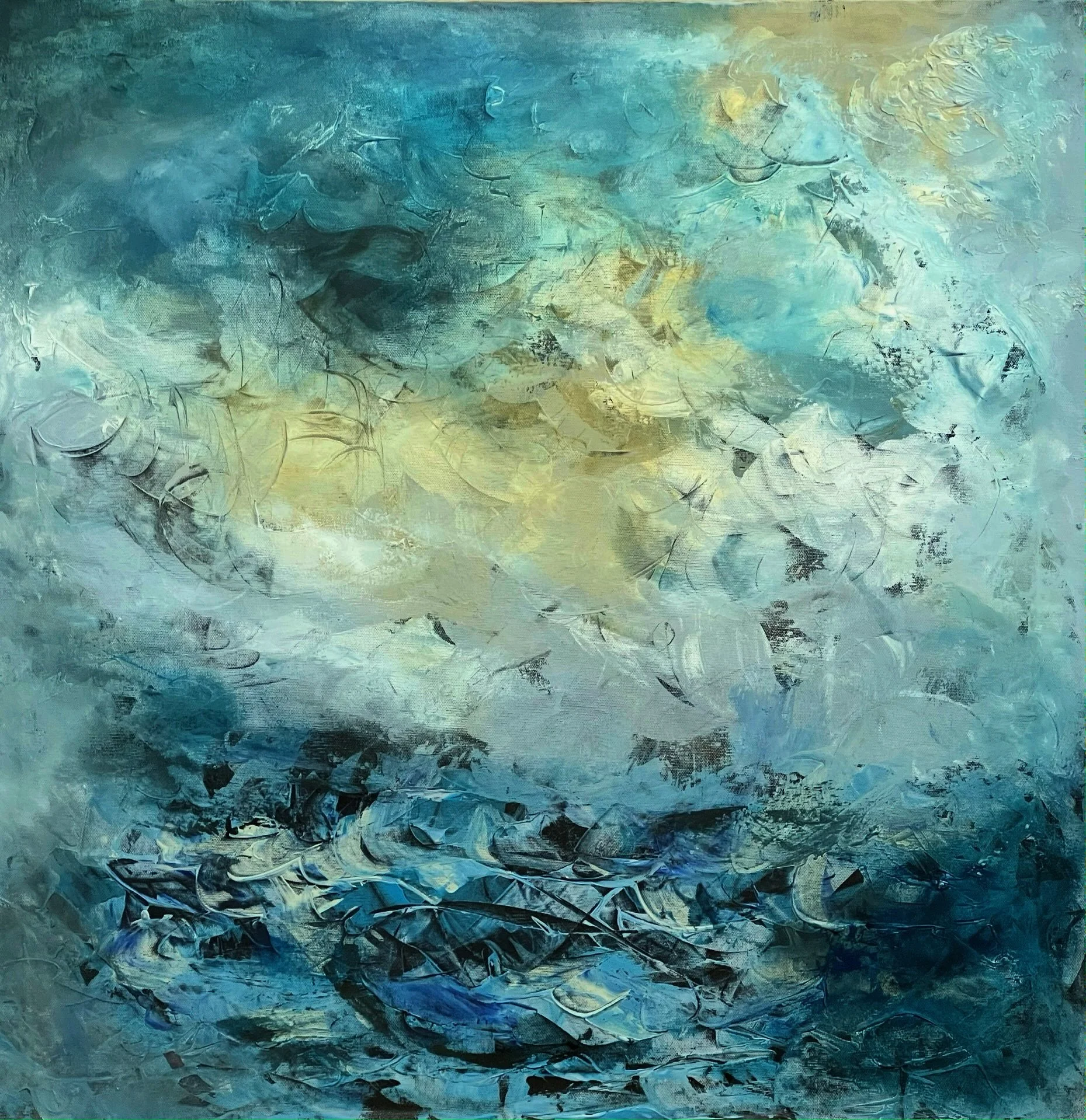9. Abstract “Sea Storm” oil on canvas, £590