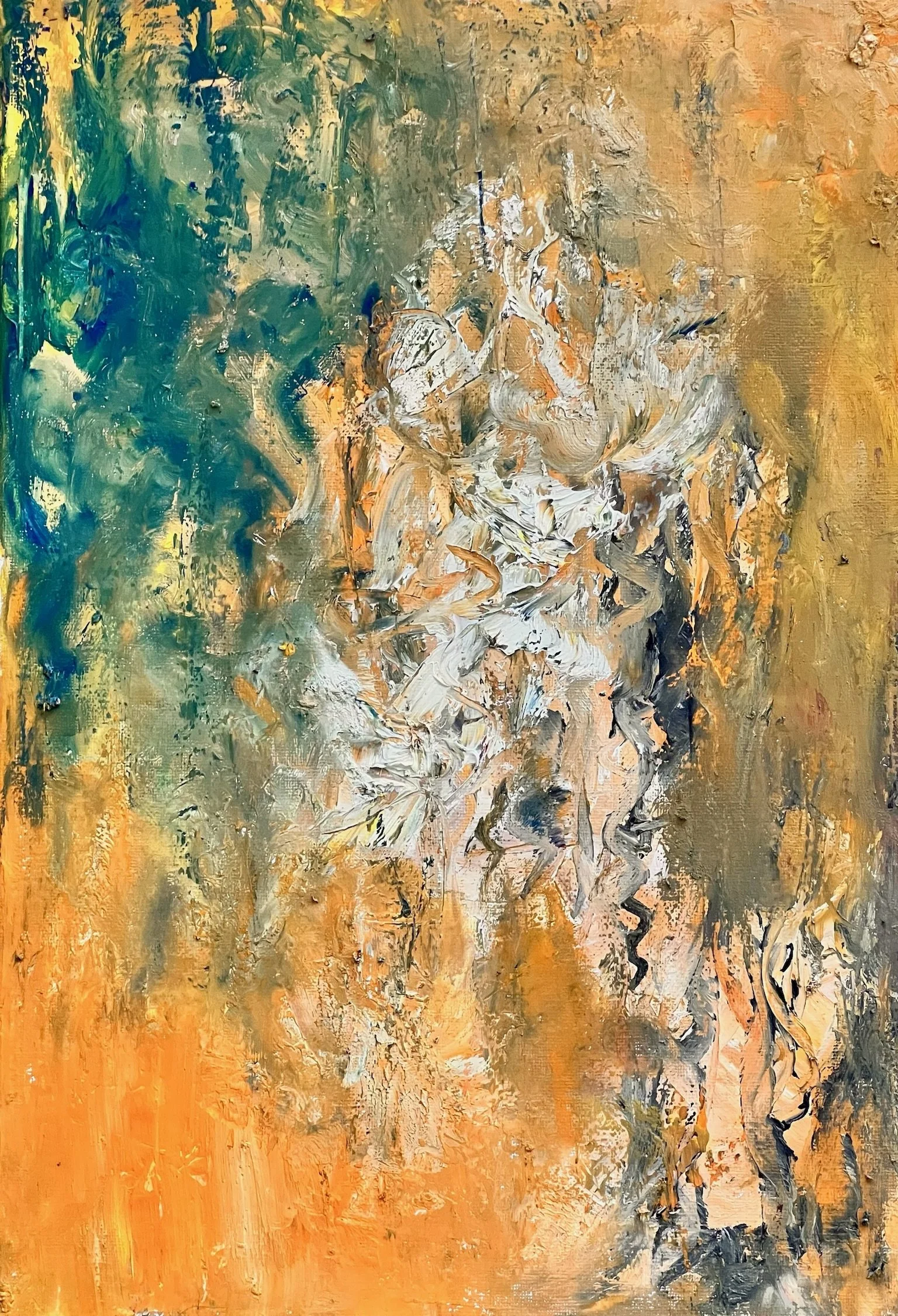 6. Abstract “Distressed Mediterranean wall” oil on canvas, £320
I love the patina of age, whether on leather, wood, silver, plaster and even people. There are several paintings here celebrating that process.