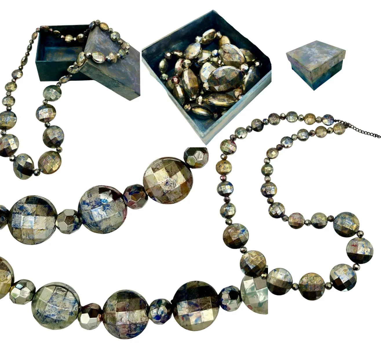 Necklace, enamel on glass, in bespoke box, part of the “Stormy Seas” series