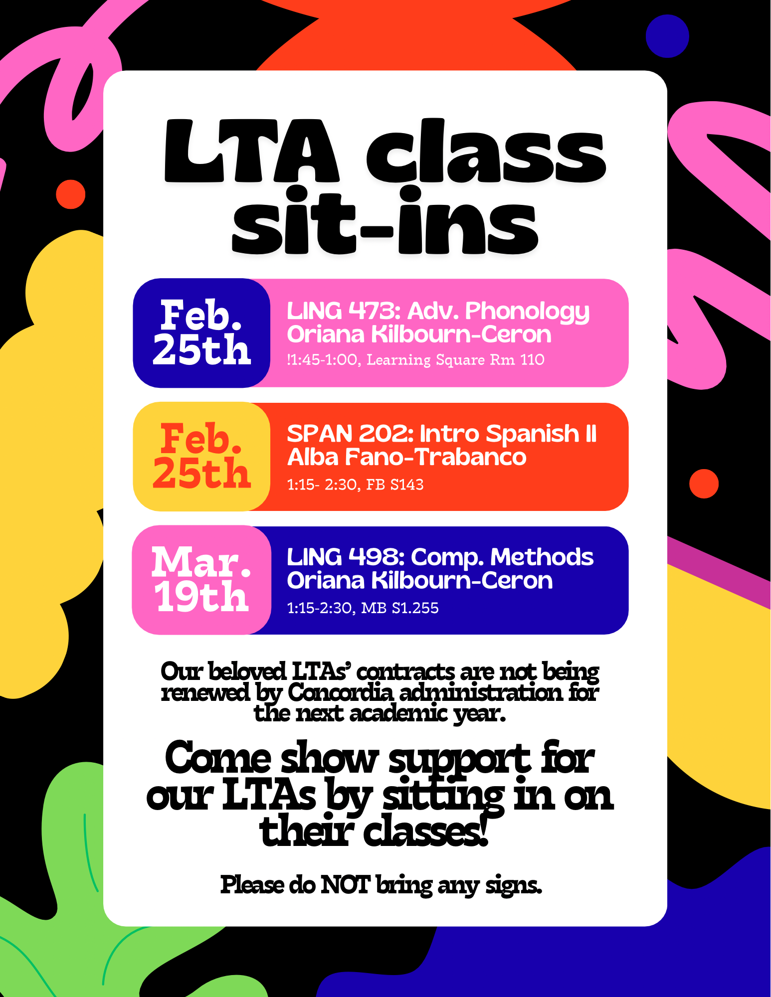 LTA sit-in: LING 498