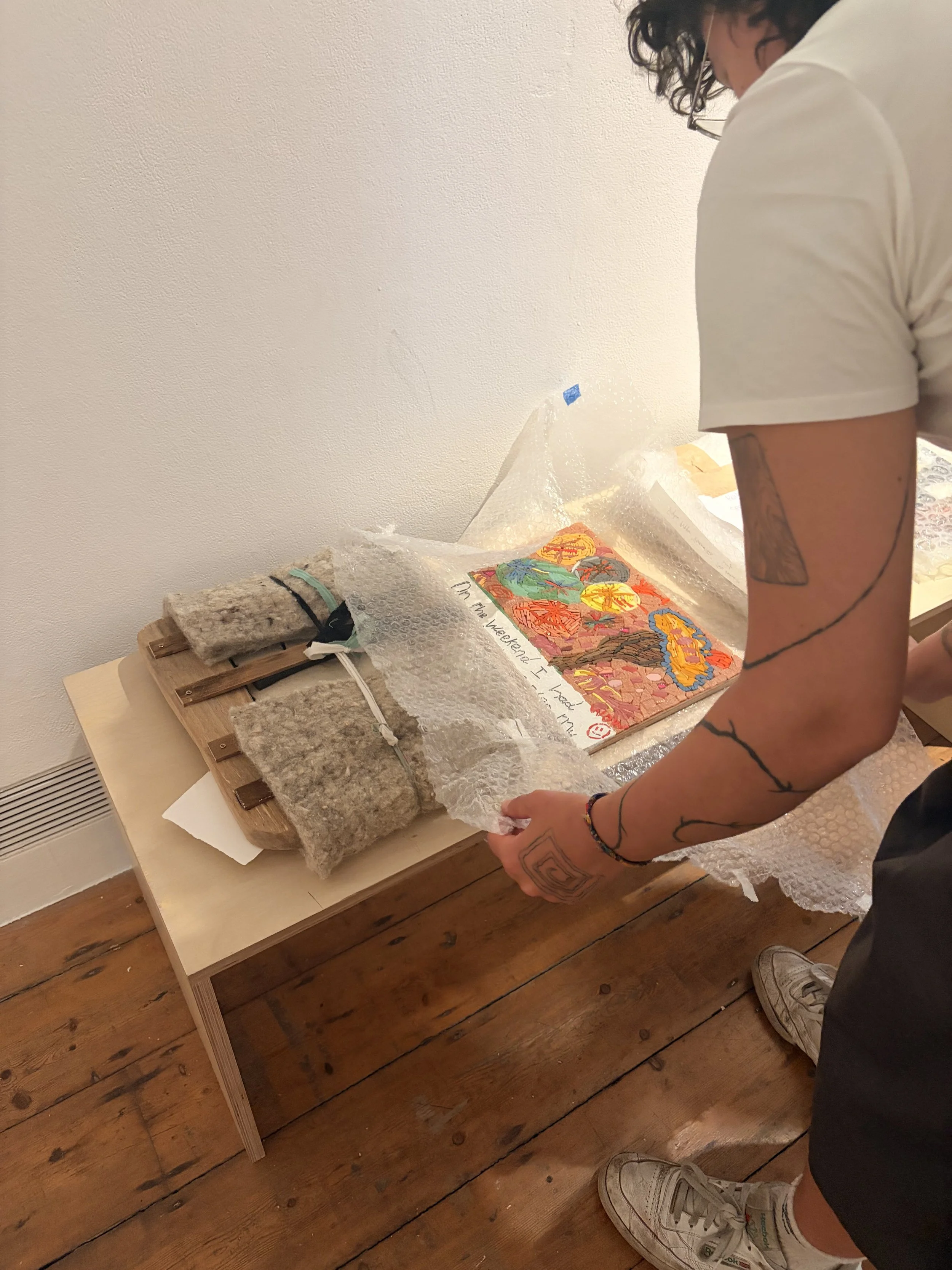 Unpacking artwork. Photography by Eleanor Getting