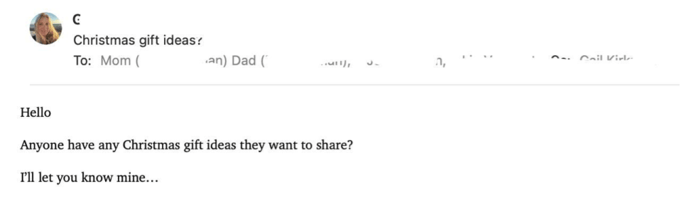 My sister Linda replied: