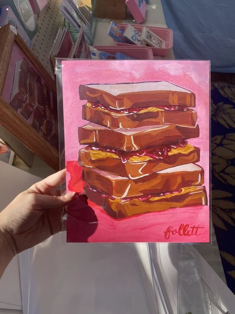 PB&J Sandwich Stack Art Print | Whimsical Kitchen Decor Nostalgic 90s Food Art