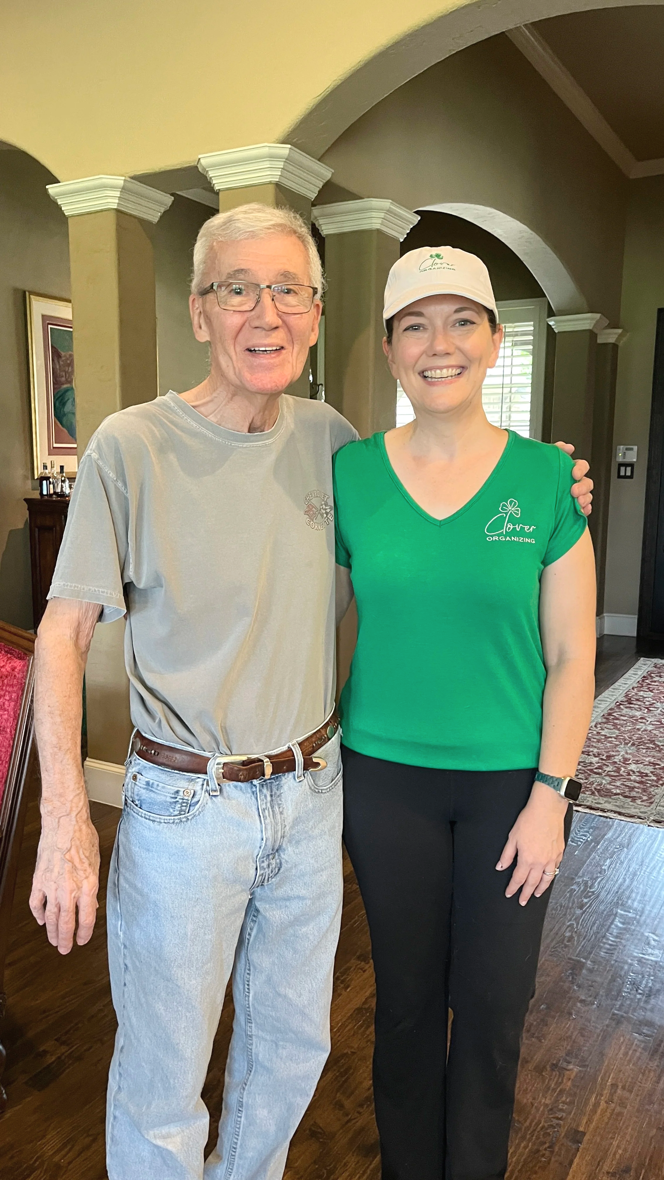 Male senior citizen with female organizer