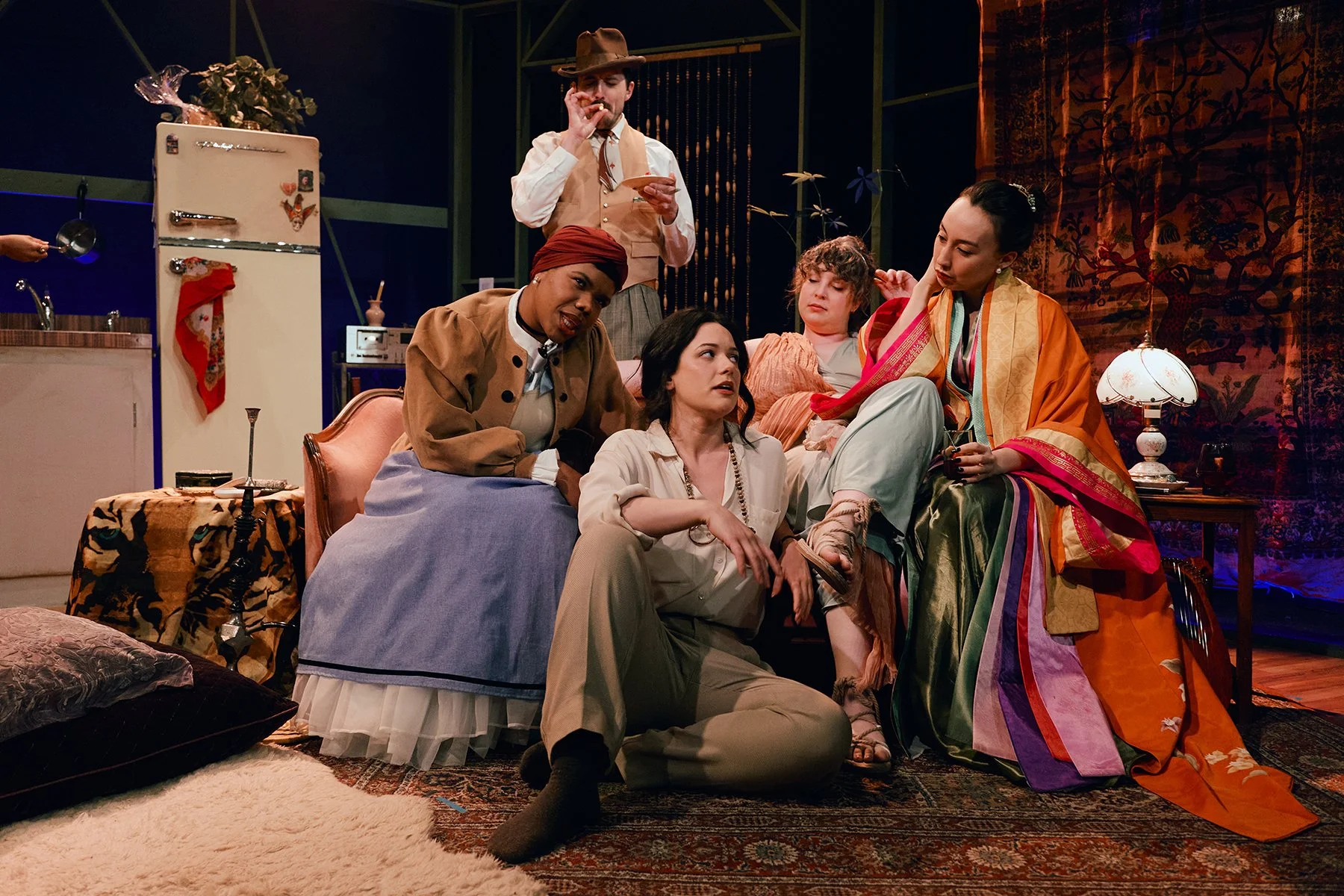 Myah Bridgewater, Brenna DiStasio, Tamsen Glaser and Emily Marso with (back) Peter Ferneding