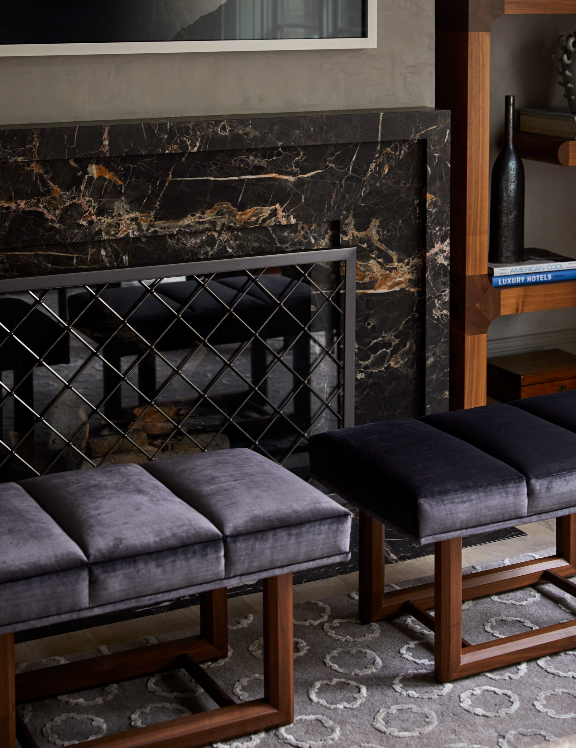 San Francisco residential interior design detail fireplace