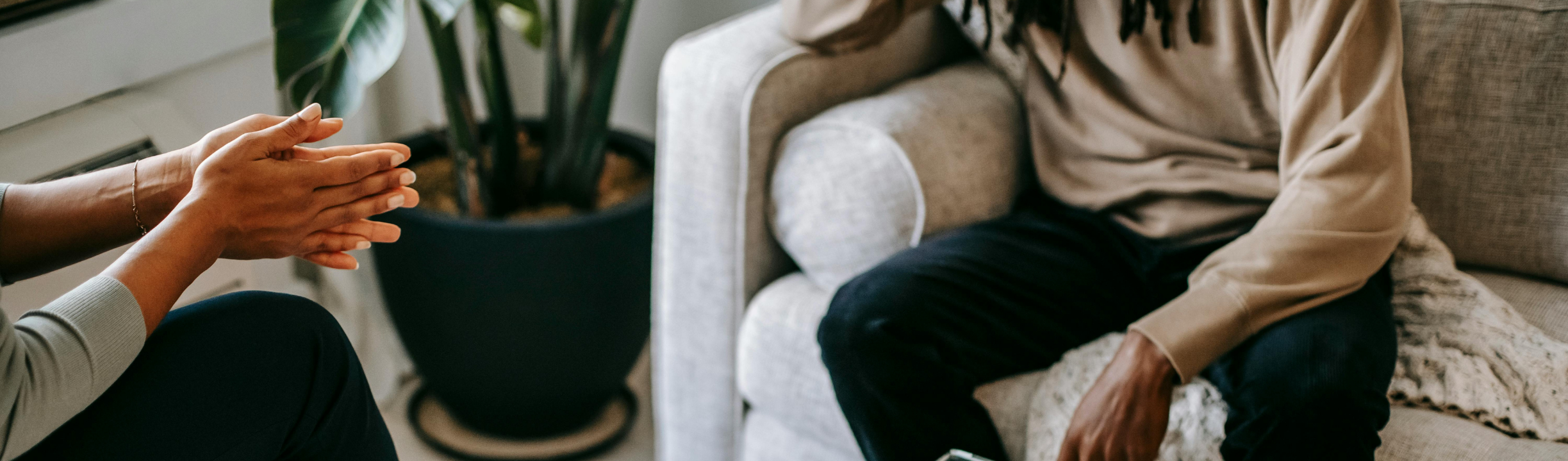 trauma-informed therapist and client in the therapy room