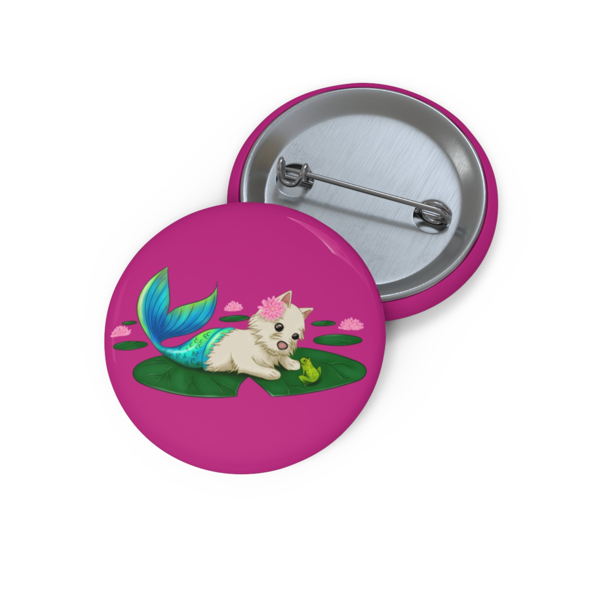 Lily Pad Louise Pin Button Fuchsia