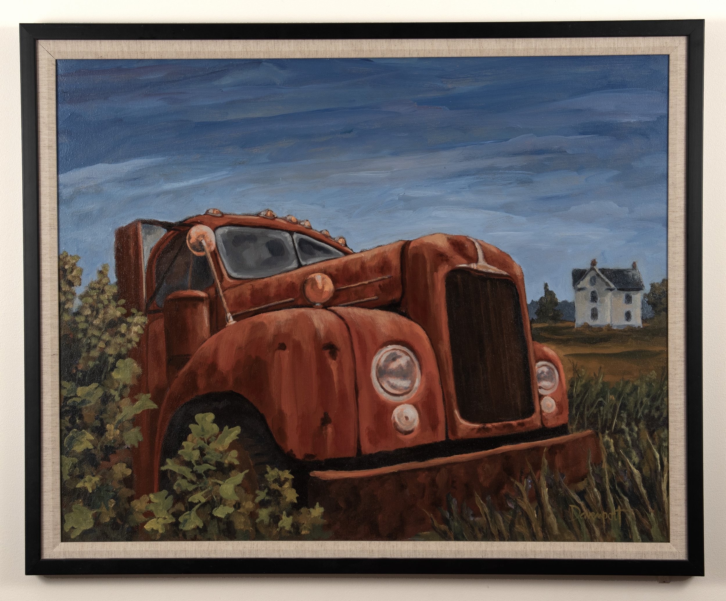 "Red Mack Truck" Oil Painting, 26" x 32"