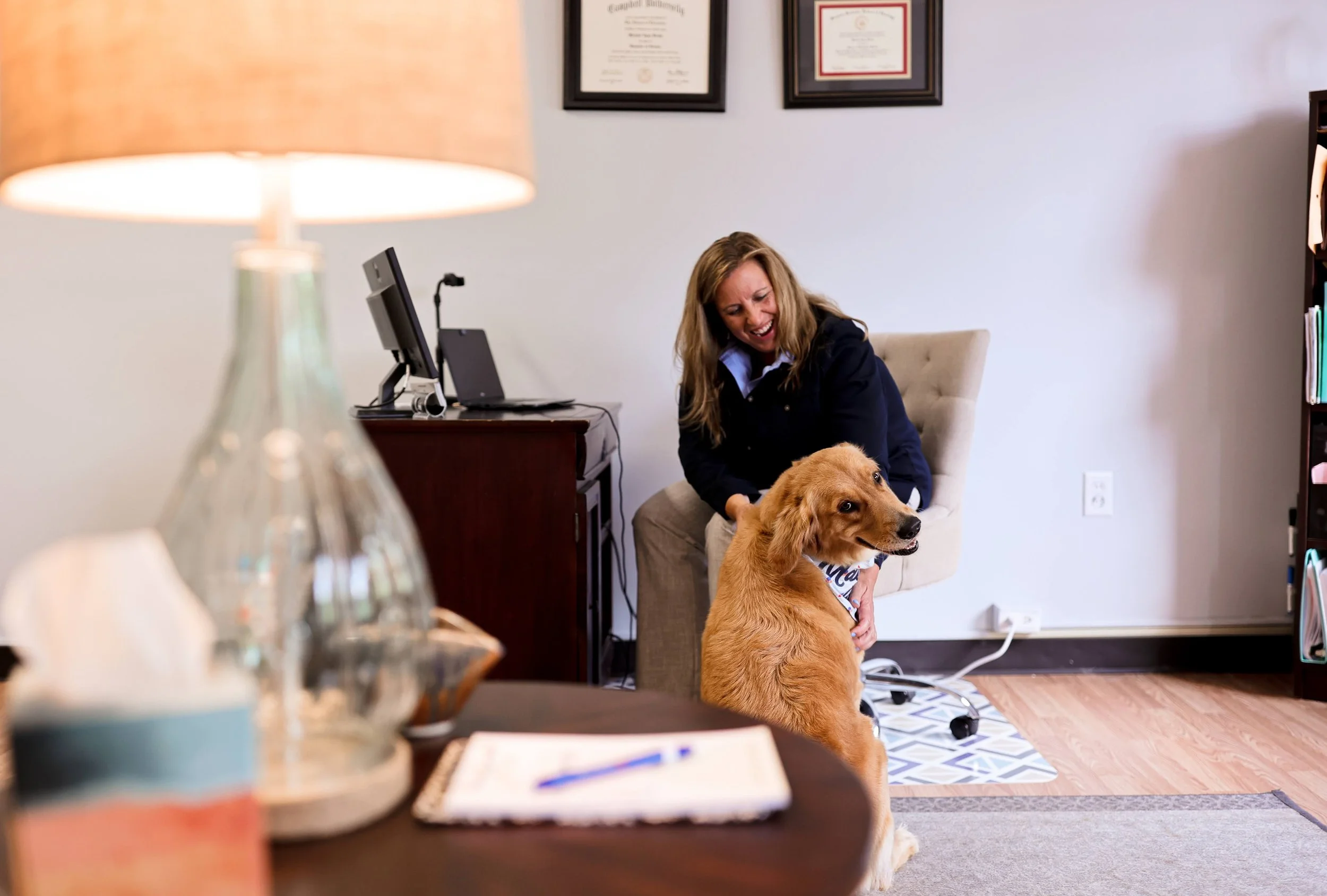 Michelle Gallimore and Maggie at At the Well Counseling, PLLC.