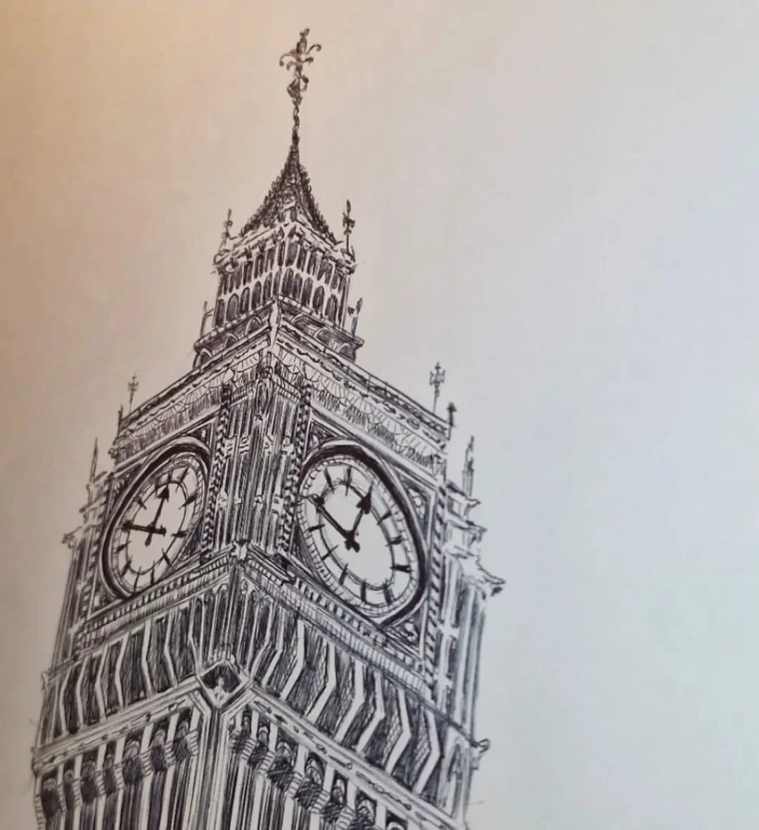 I drew this after coming back from London, some years ago. Directly by pen, full of mistakes hehe but recognisable !!