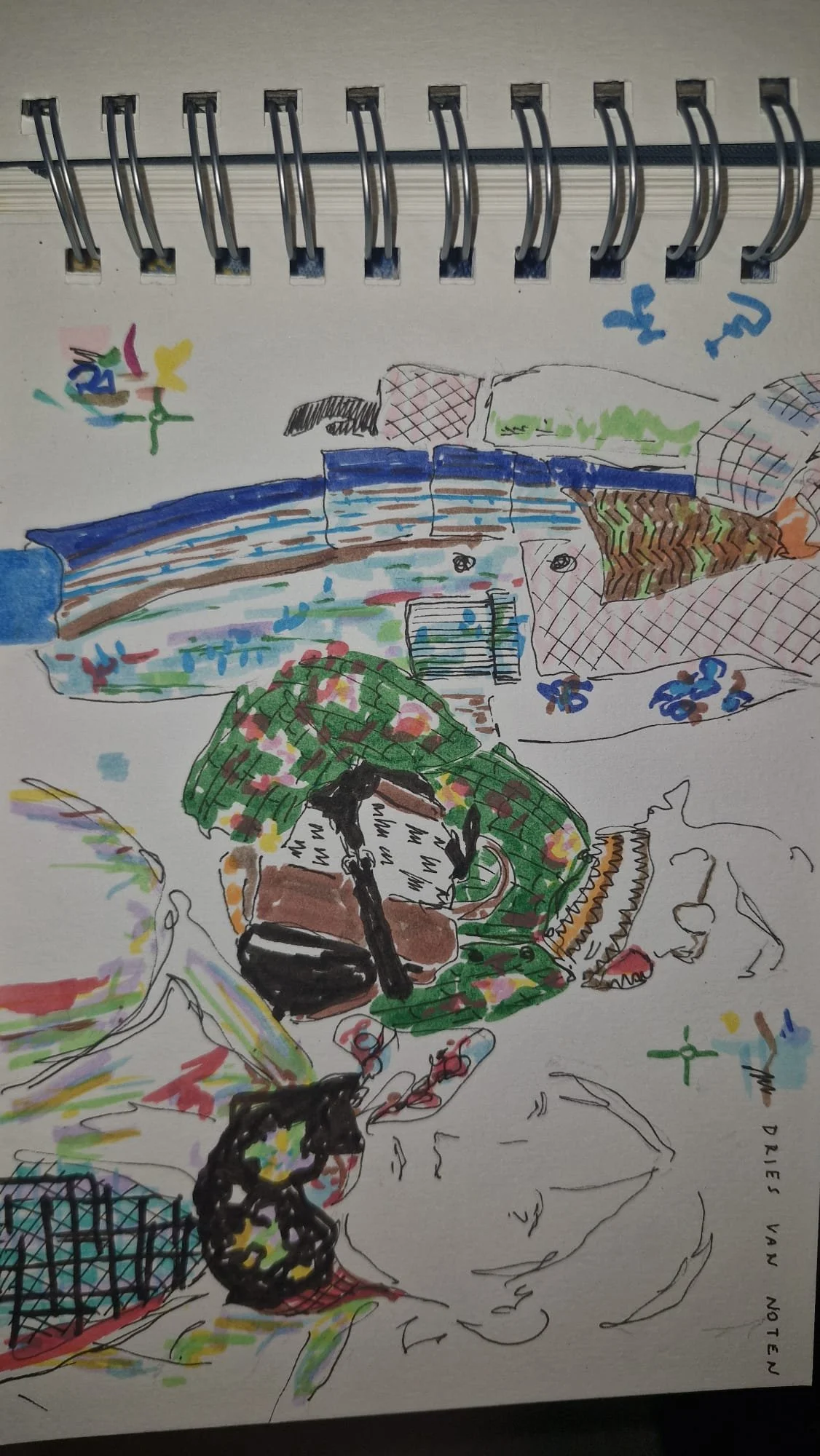Dries Van Noten, AW 2026. Pen and markers