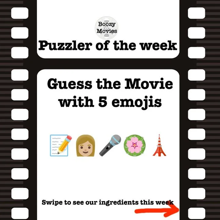 Can you guess the Boozy Movie of the week in 5 emojis? 

Swipe to see what we're putting in our cocktails this week!

#Movies #Cocktails #Puzzle
