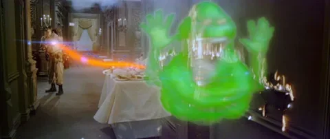 Slimer getting zapped - Ghostbusters