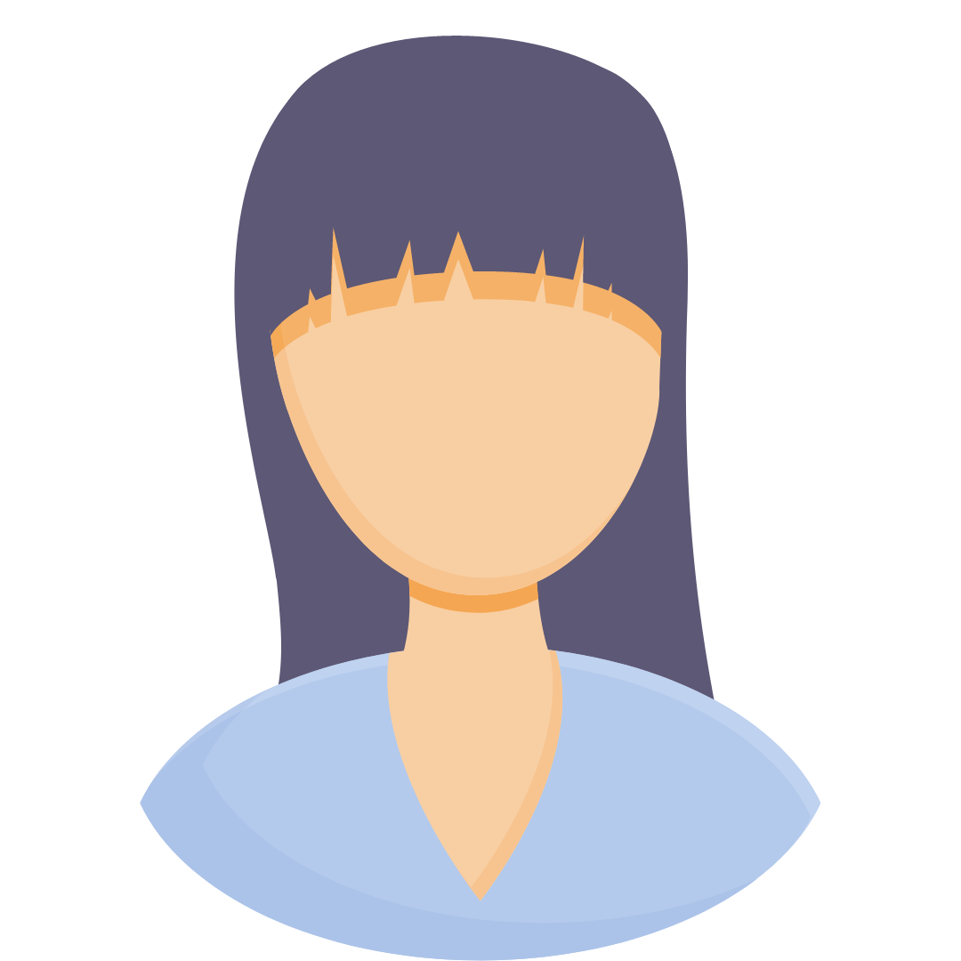 Female black hair avatar with bangs, gray shirt