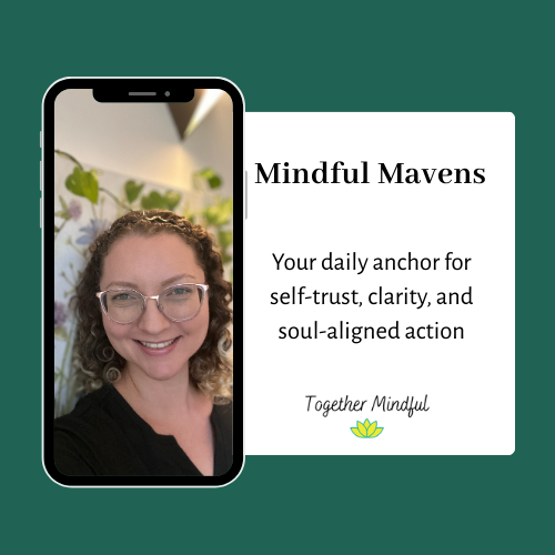 Image of Alice inside phone and caption about Mindful Mavens