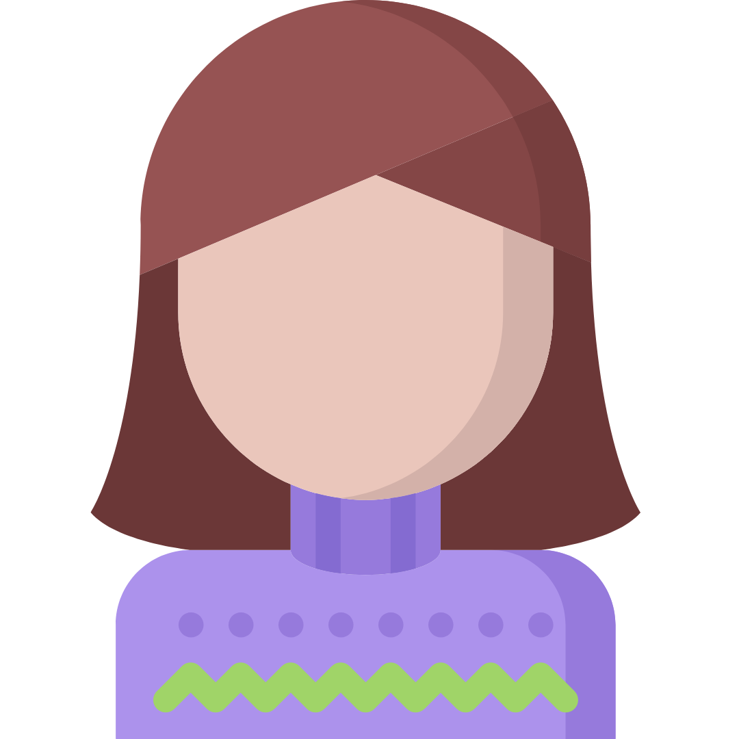 Female brunette avatar, purple shirt