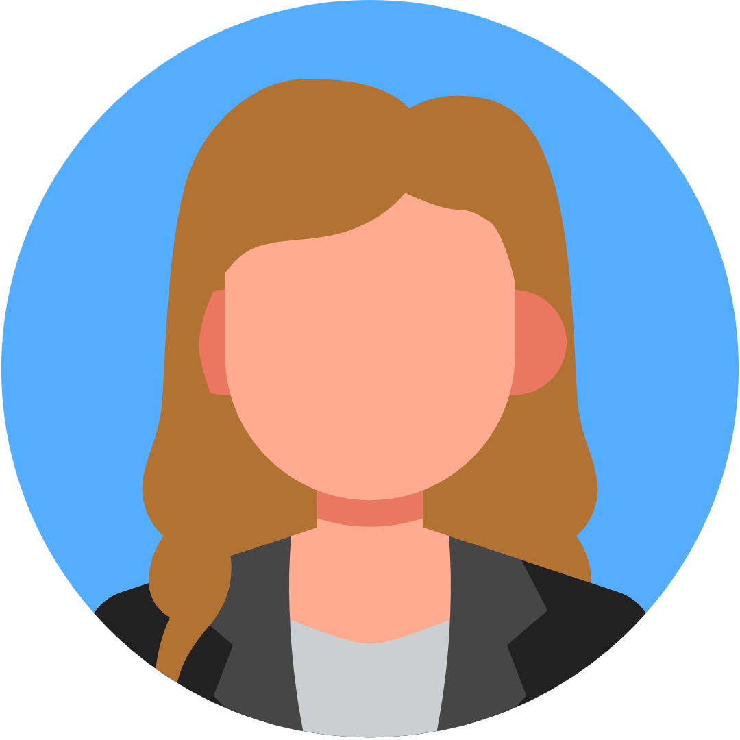 Female light brown hair avatar, black and gray shirt