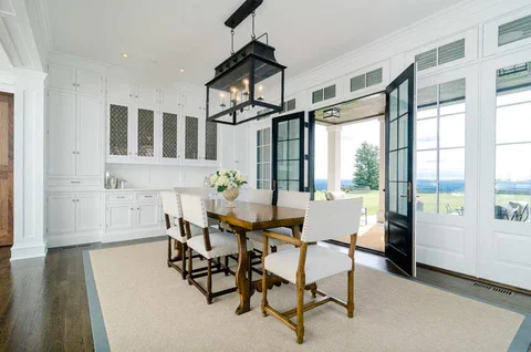 Modern farmhouse dining room styled for a home sale
