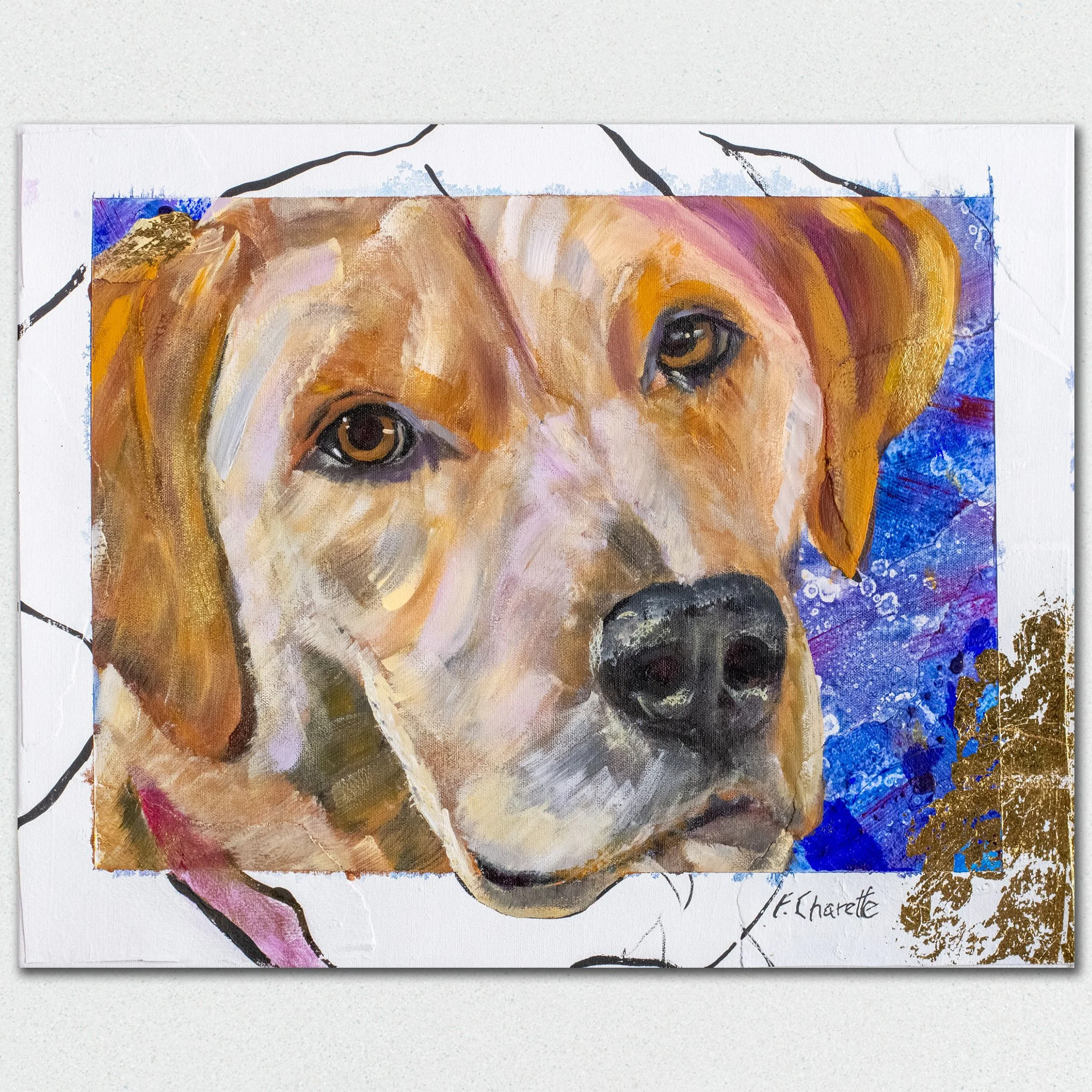 Beau Blond, 2025. Techniques mixtes — 20"x16", Disponible